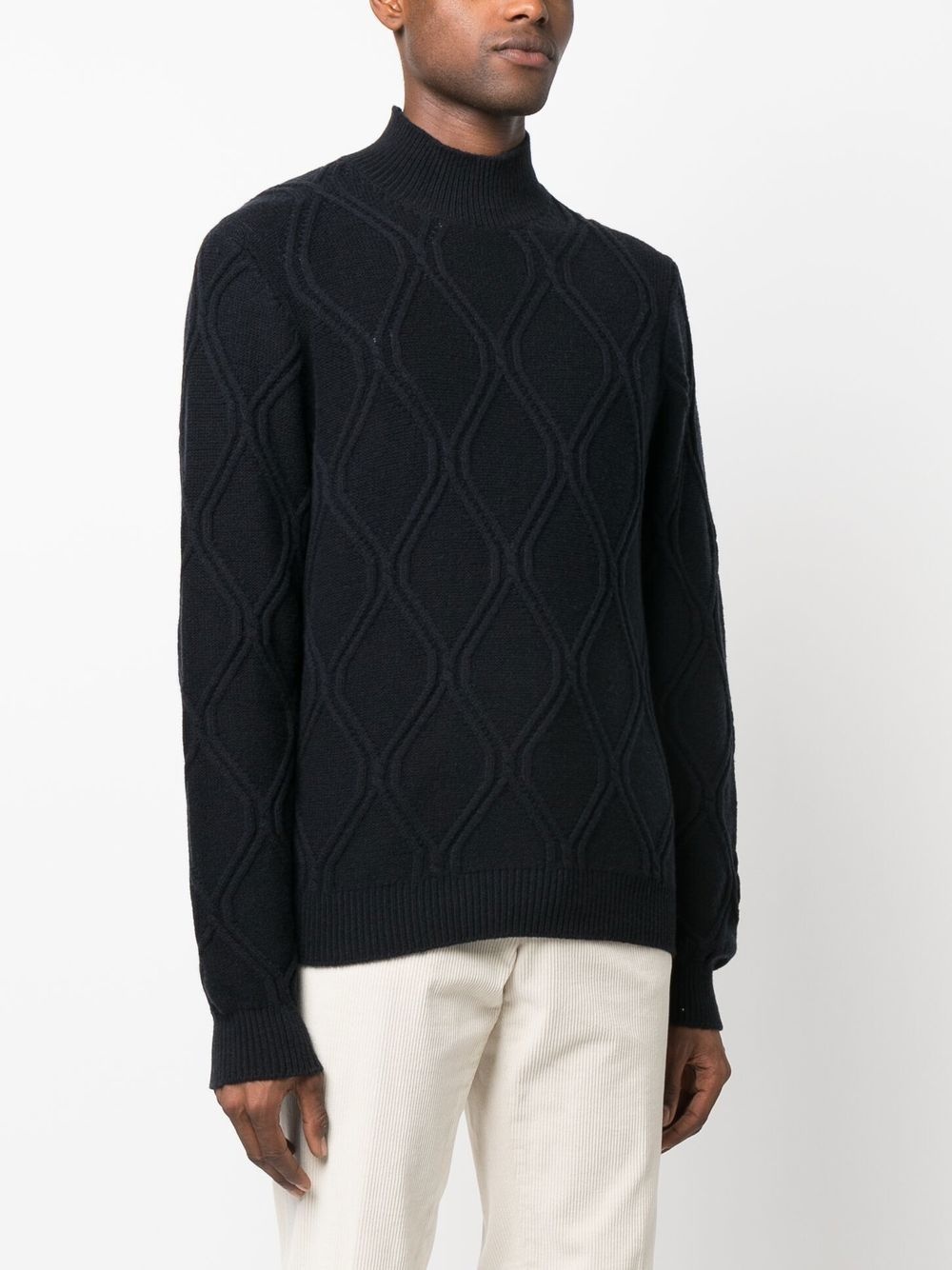 cable-knit turtleneck jumper - 3