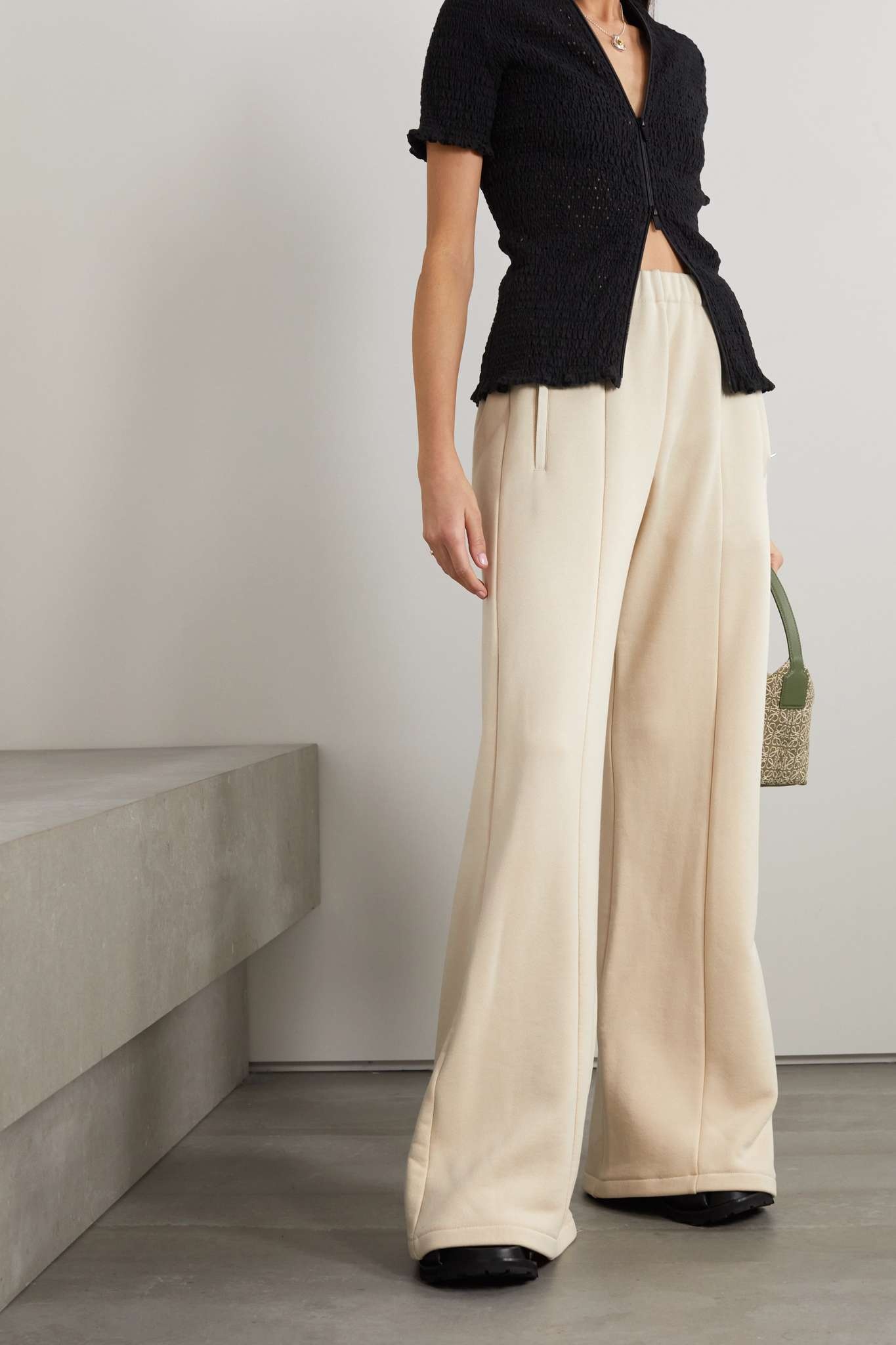 Paneled cotton-jersey wide-leg track-pants - 2