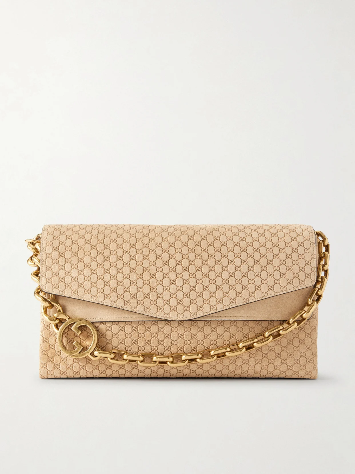 Large Debossed Suede Shoulder Bag - 1