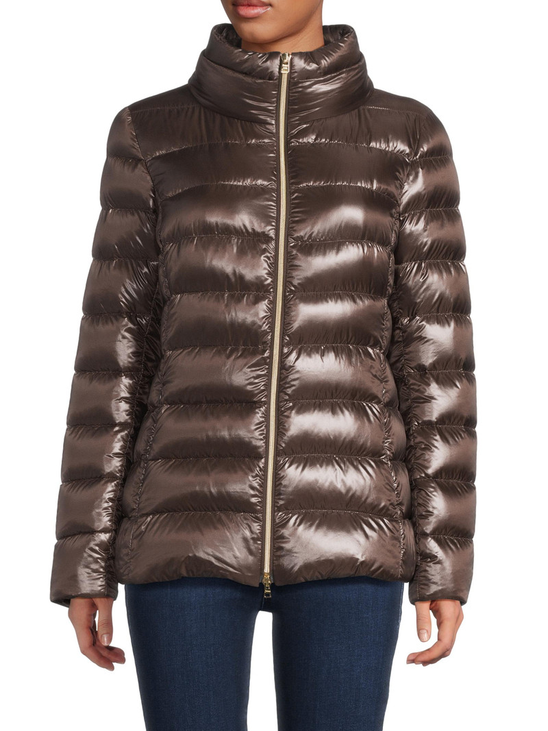 Women's Iconico Claudia Quilted Down Jacket - Marrone Scuro 6