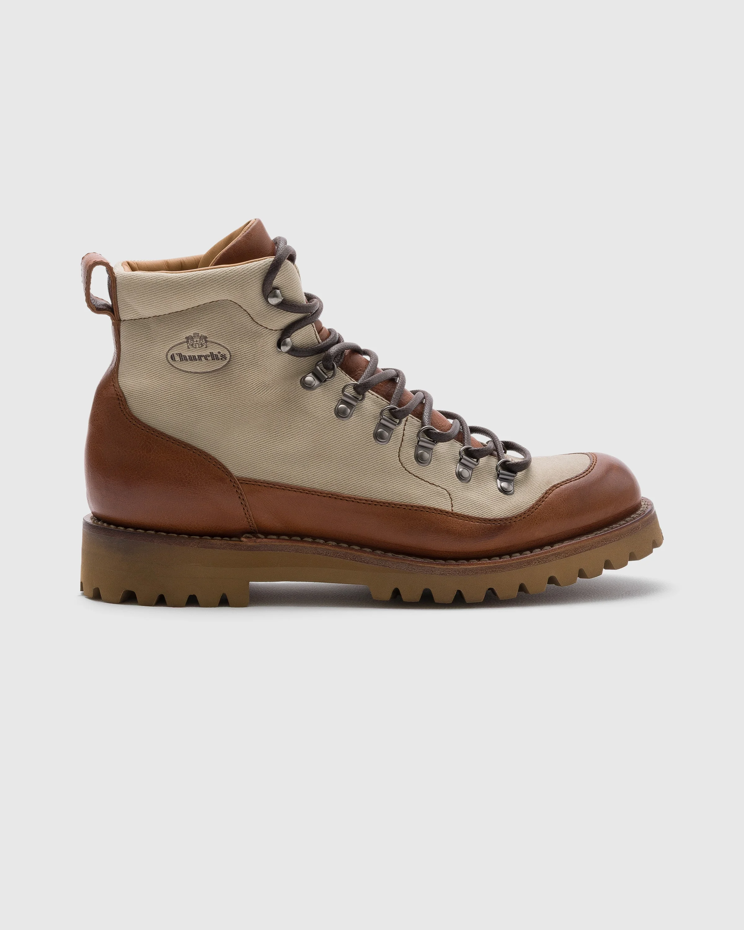 Pull-up Calfskin and Linen Lace-up Boot - 1