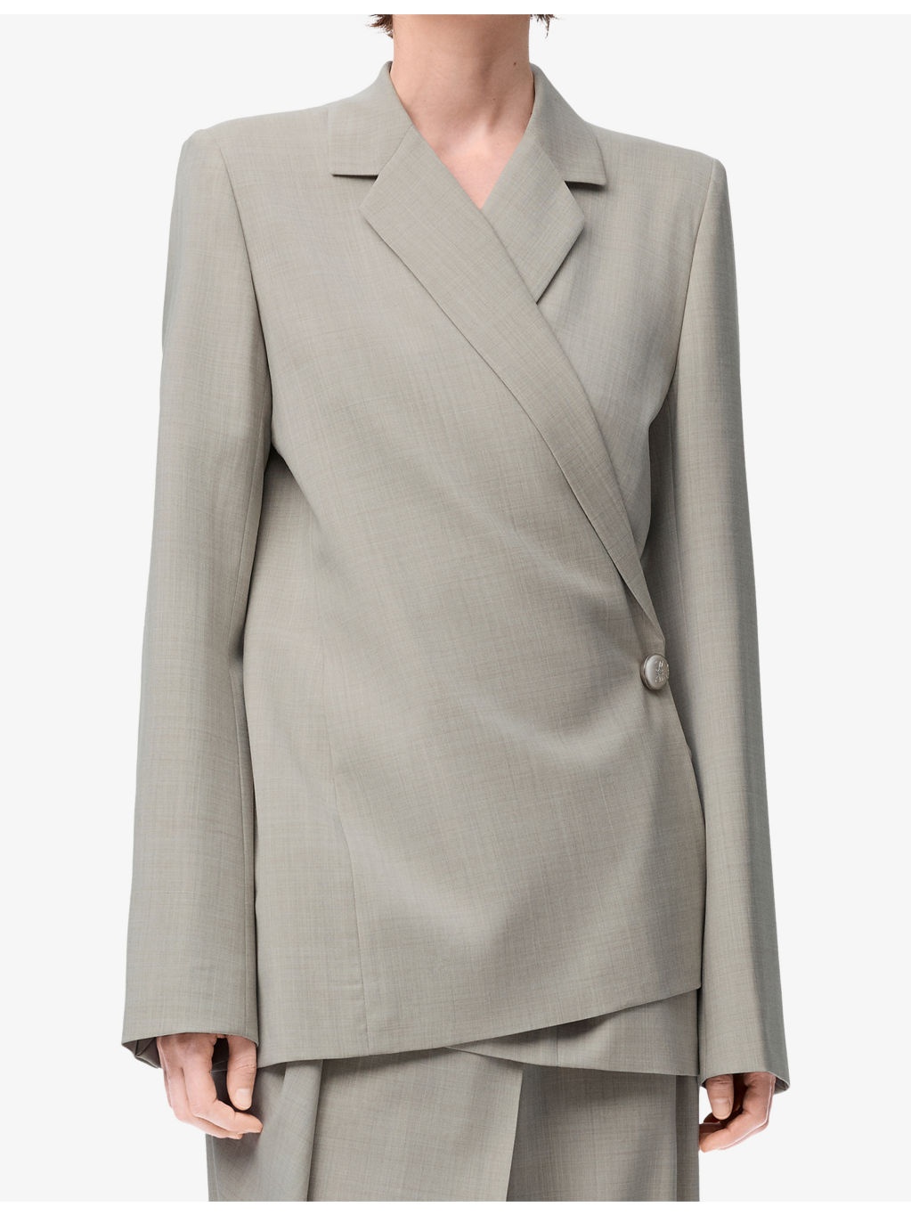 Tailored Wrap-Over Wool Blazer - 3