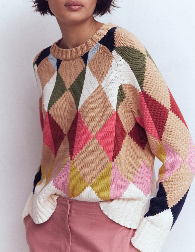 Camilla Cotton Argyle Sweater-Multi Argyle 3