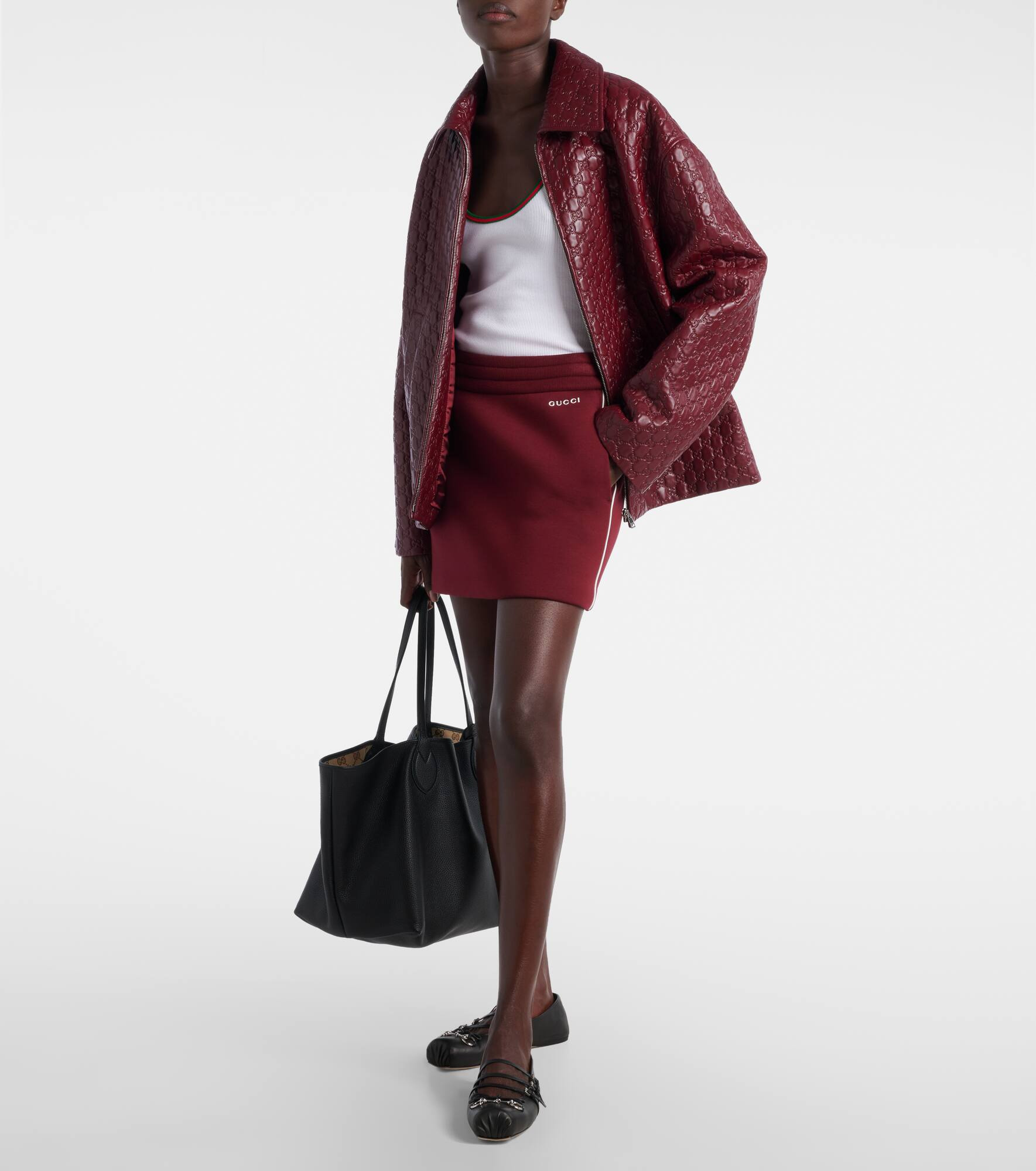 GG debossed leather jacket - 2