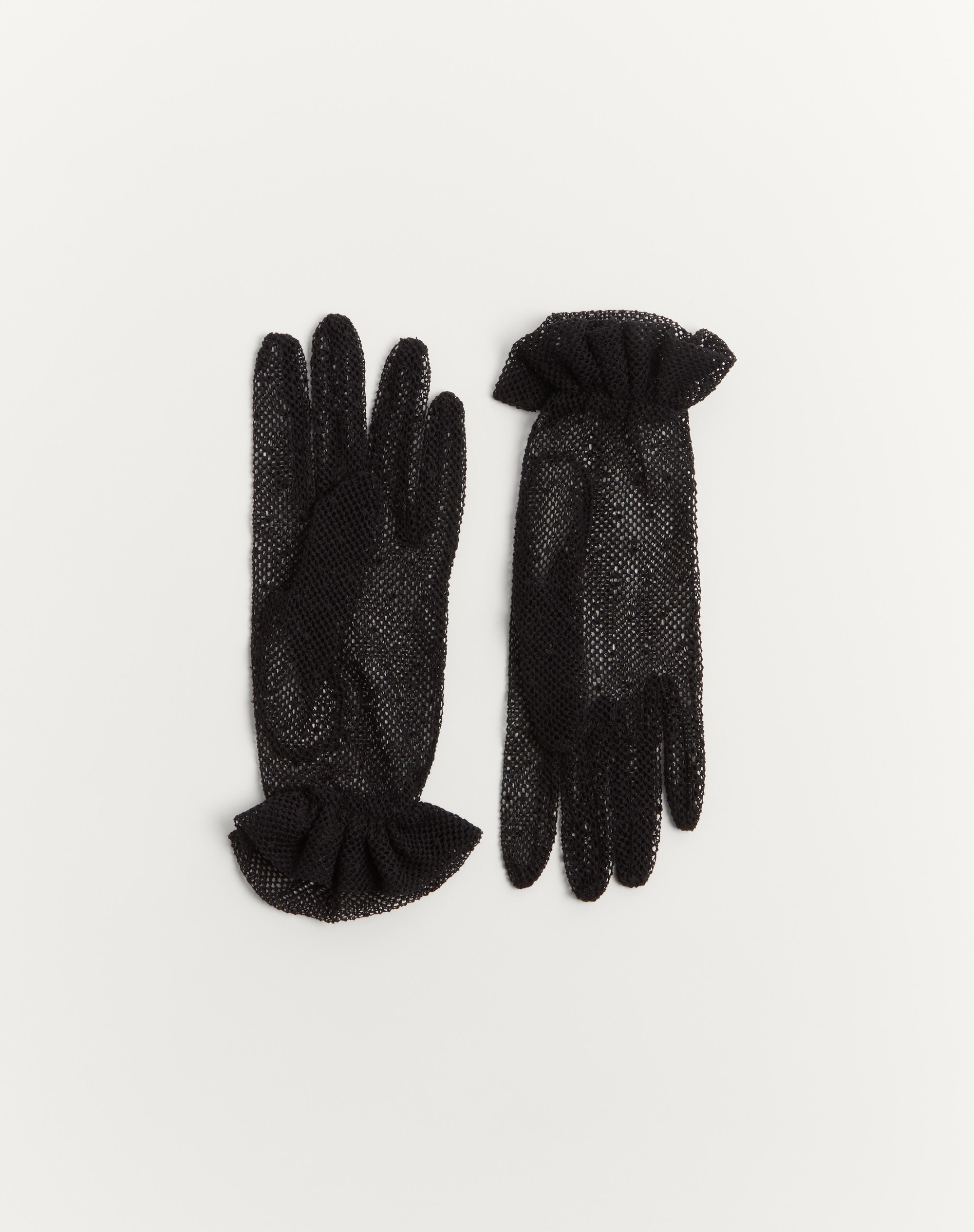 VLOGO SIGNATURE GLOVES IN COTTON AND TULLE - 4