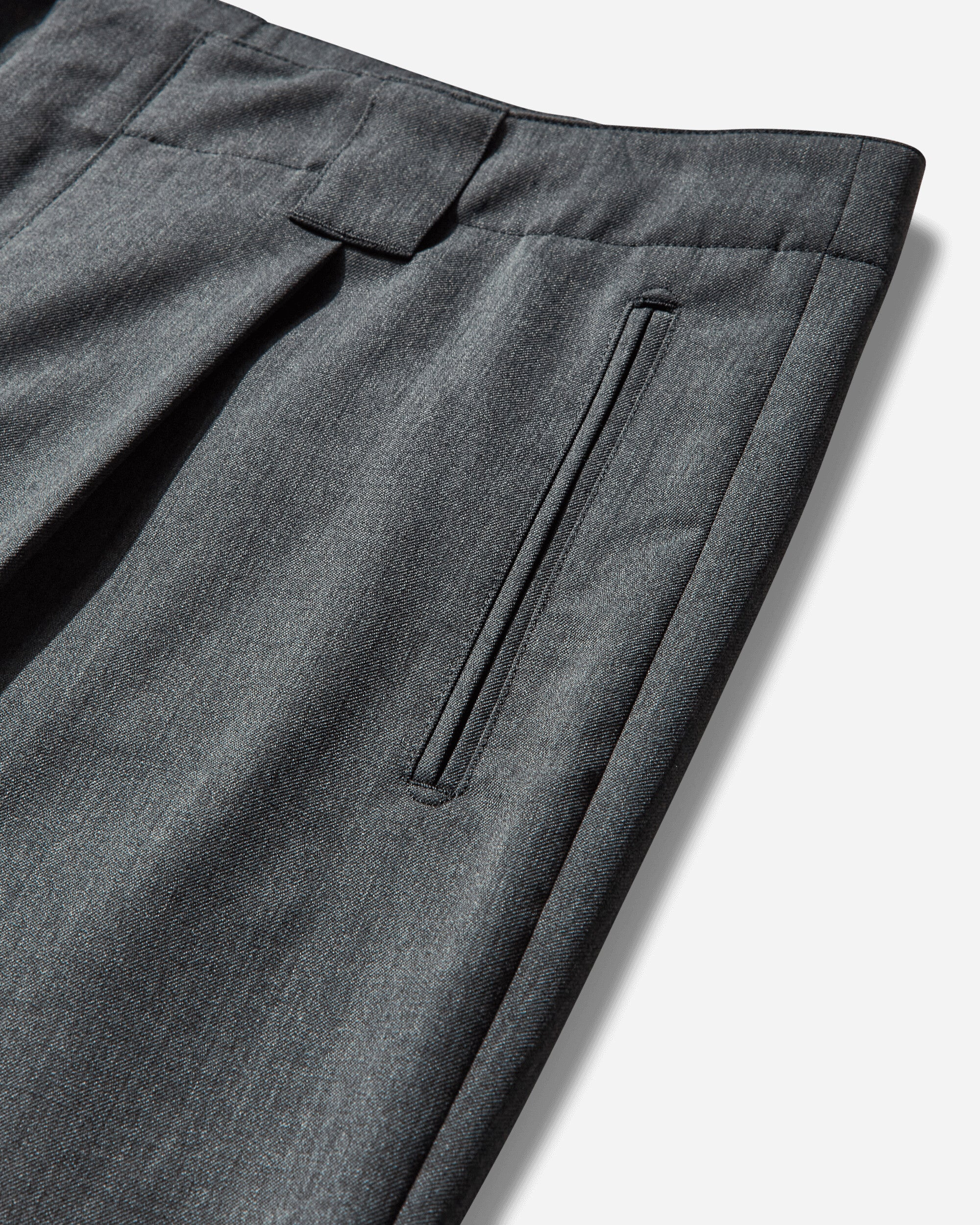 Men's Pleated Wool Trousers Charcoal - 3