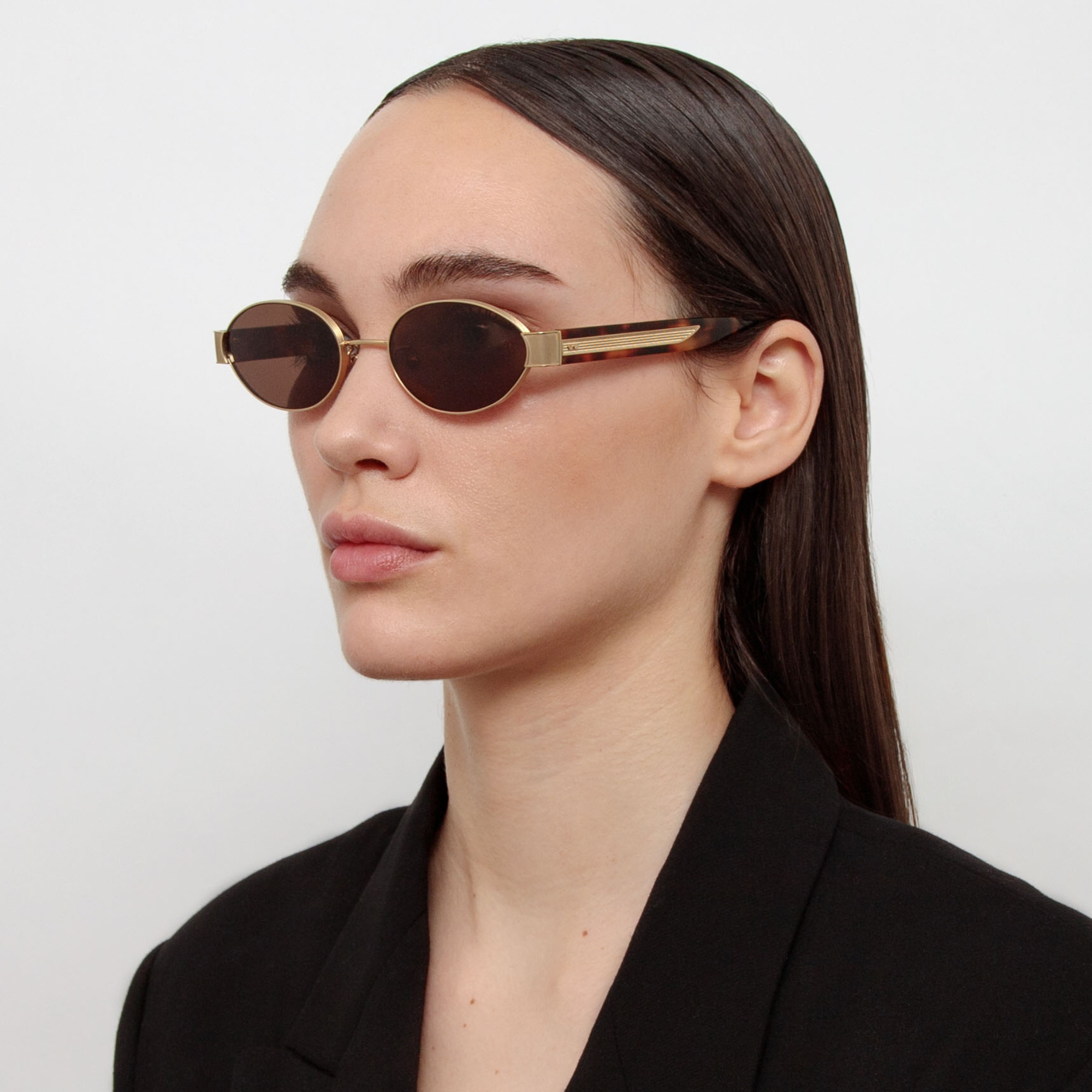 SADIE OVAL SUNGLASSES IN LIGHT GOLD - 3