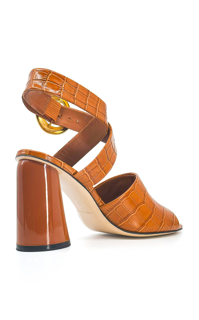 Studio Amelia Allegra Croc-Effect Leather Sandals tan outlook