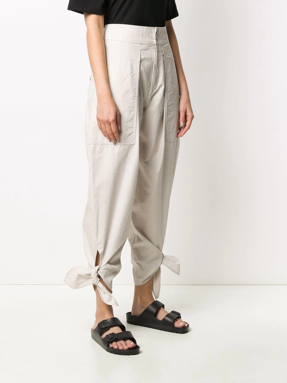 tied cuffs high waisted trousers - 3