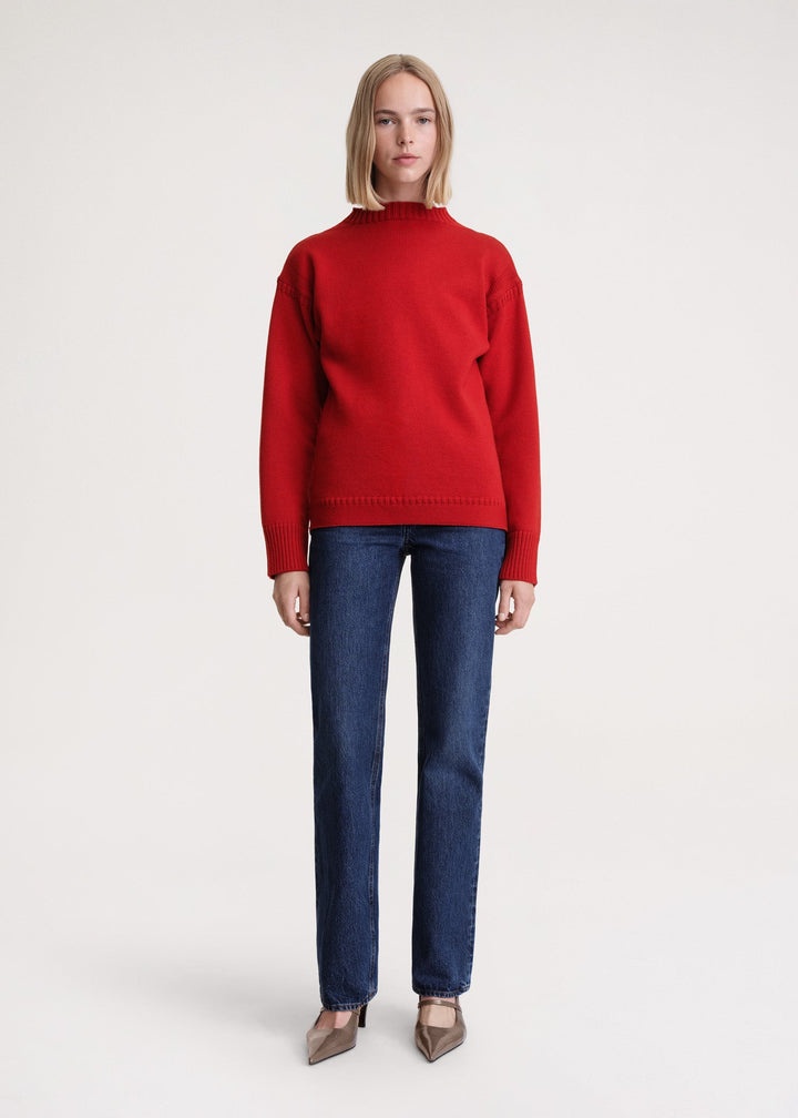 Wool guernsey knit red - 2