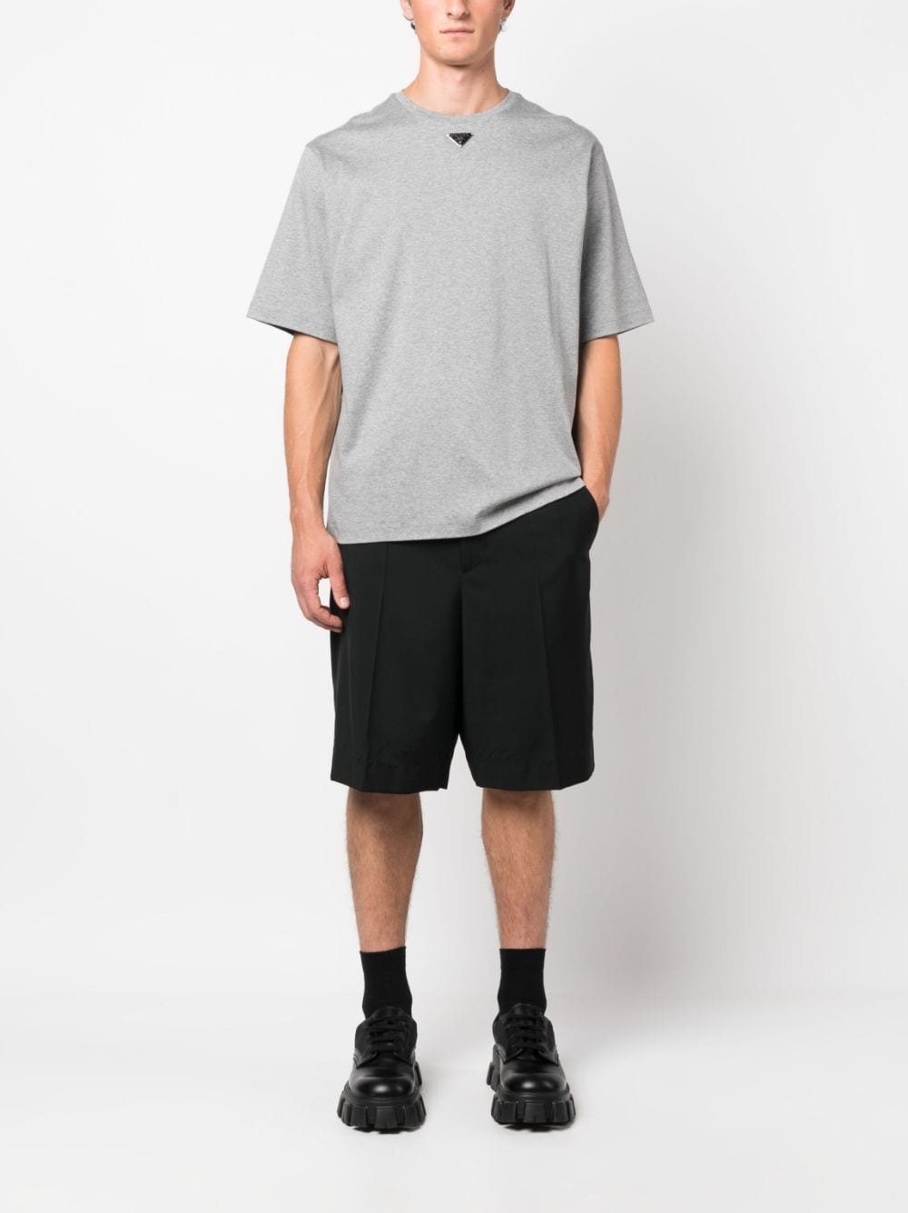 triangle-logo cotton T-shirt - 2