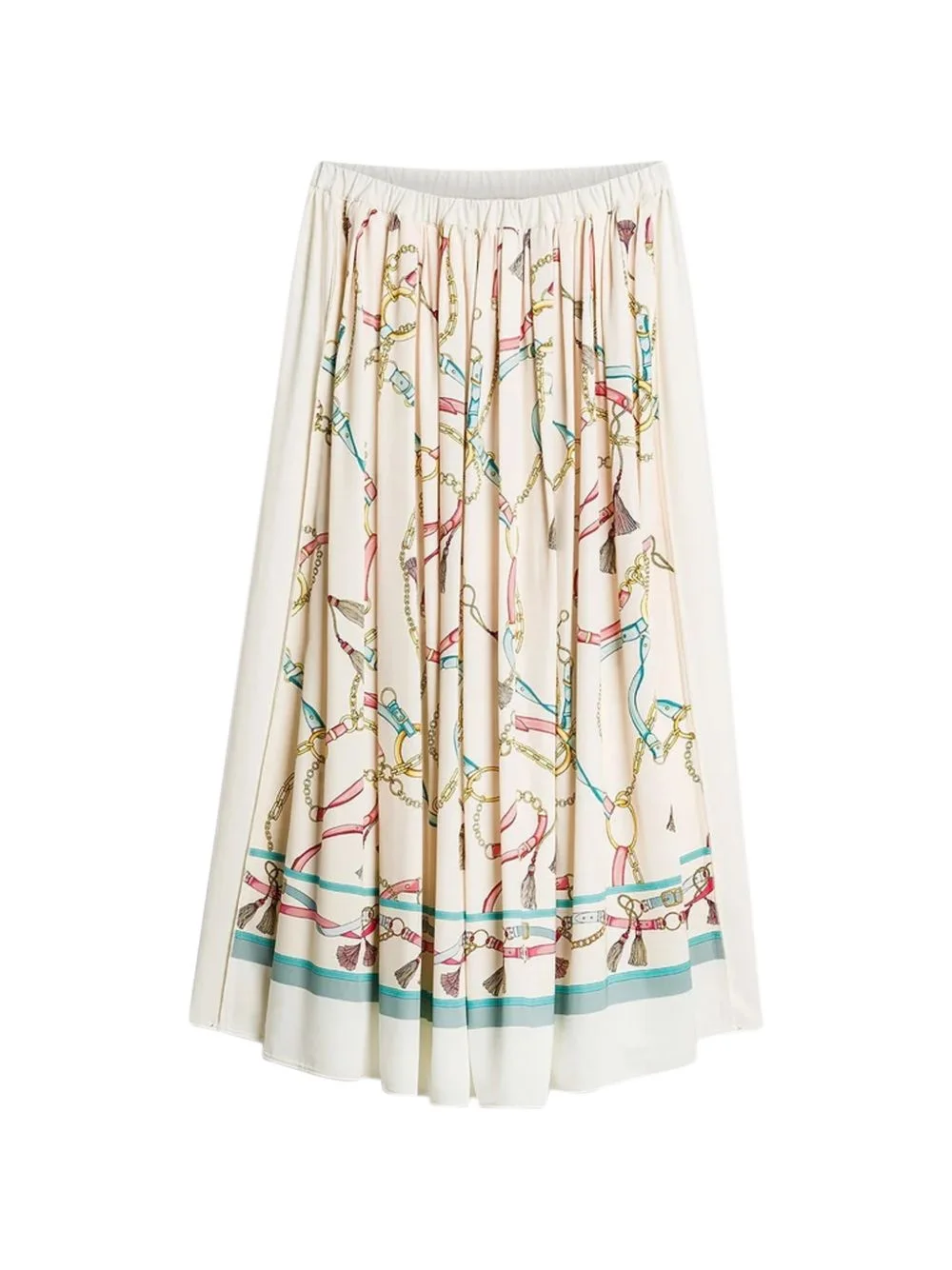 chain-print pleated midi skirt - 1
