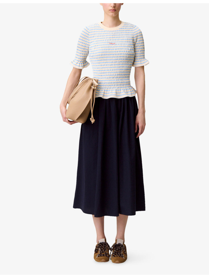 Claudie Pierlot Shirred Logo-Embroidered Knitted Top outlook