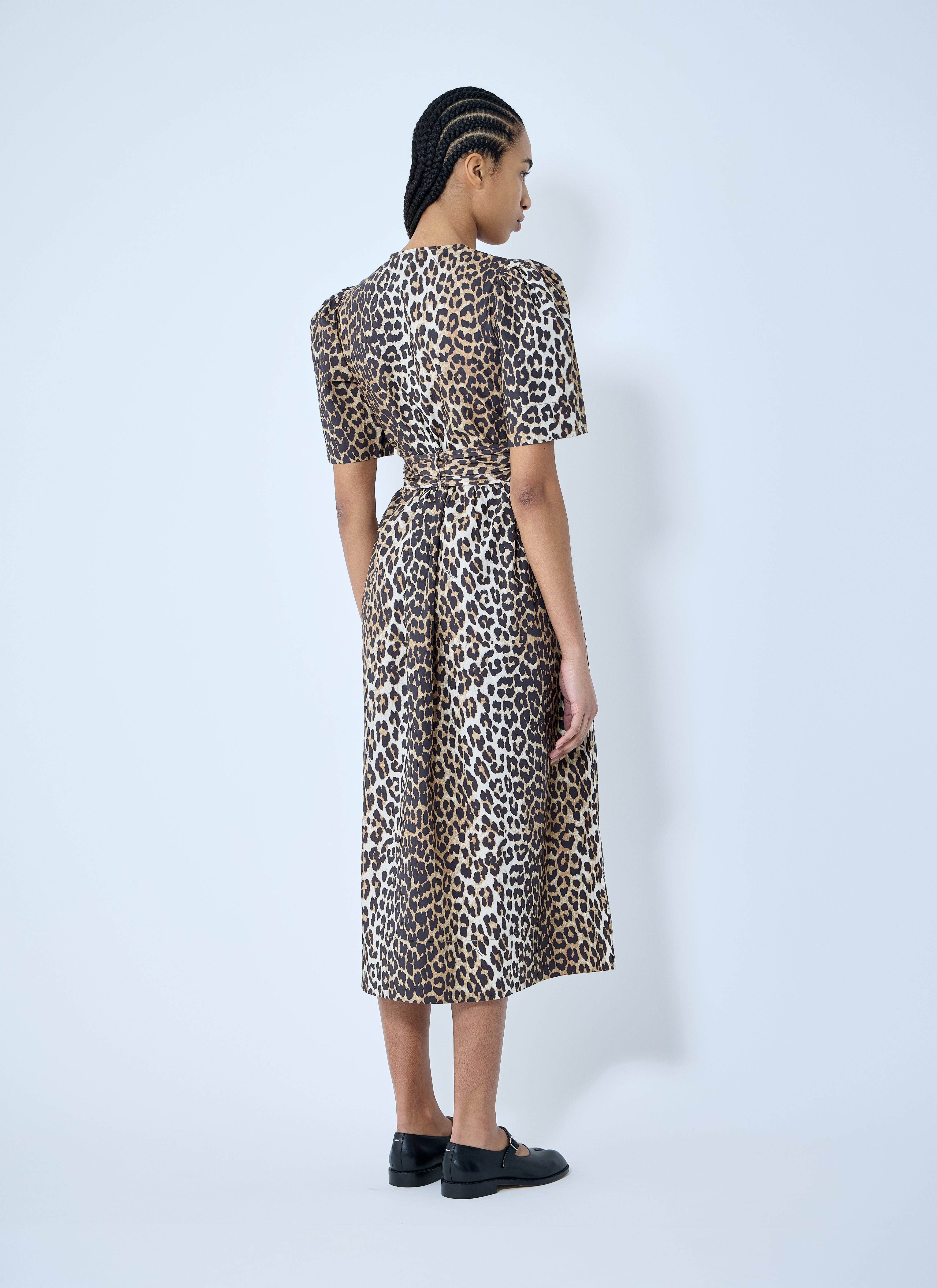 Ganni Women Leopard Print Tie Strap Midi Dress - 4