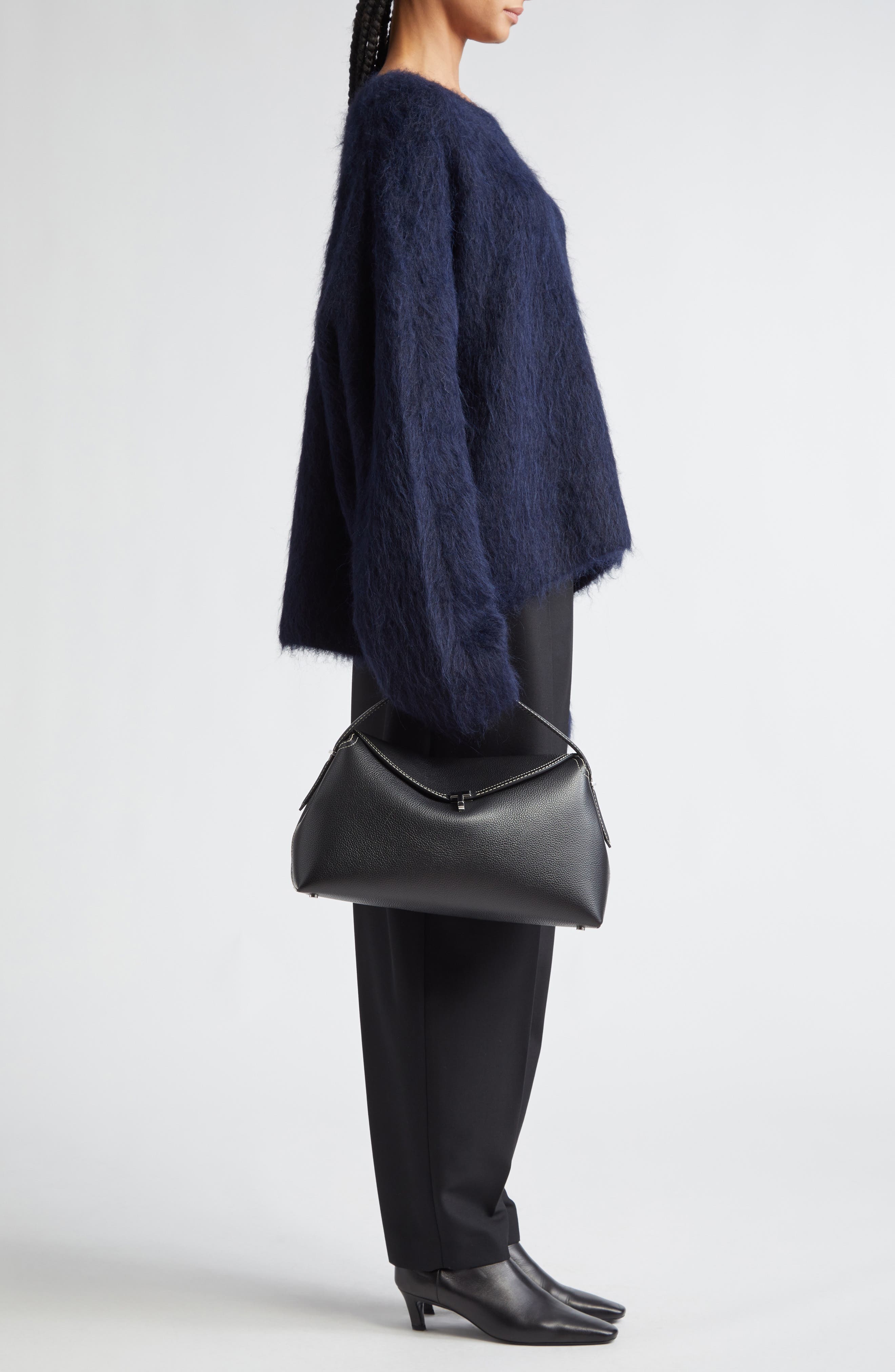 TOTEME T-Lock Curved Leather Shoulder Bag in Black 001 at Nordstrom - 3
