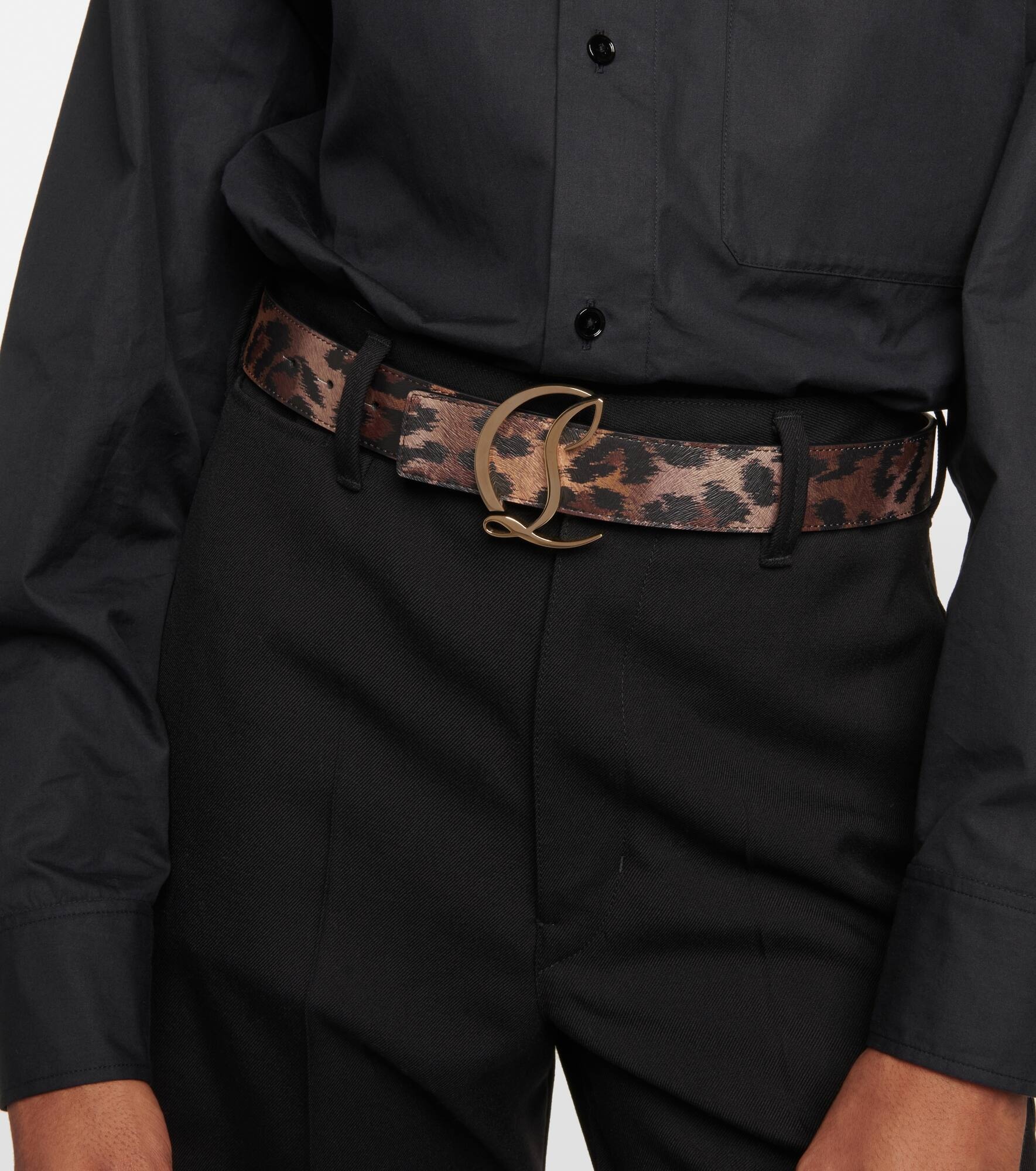 CL logo animal-print leather belt - 2
