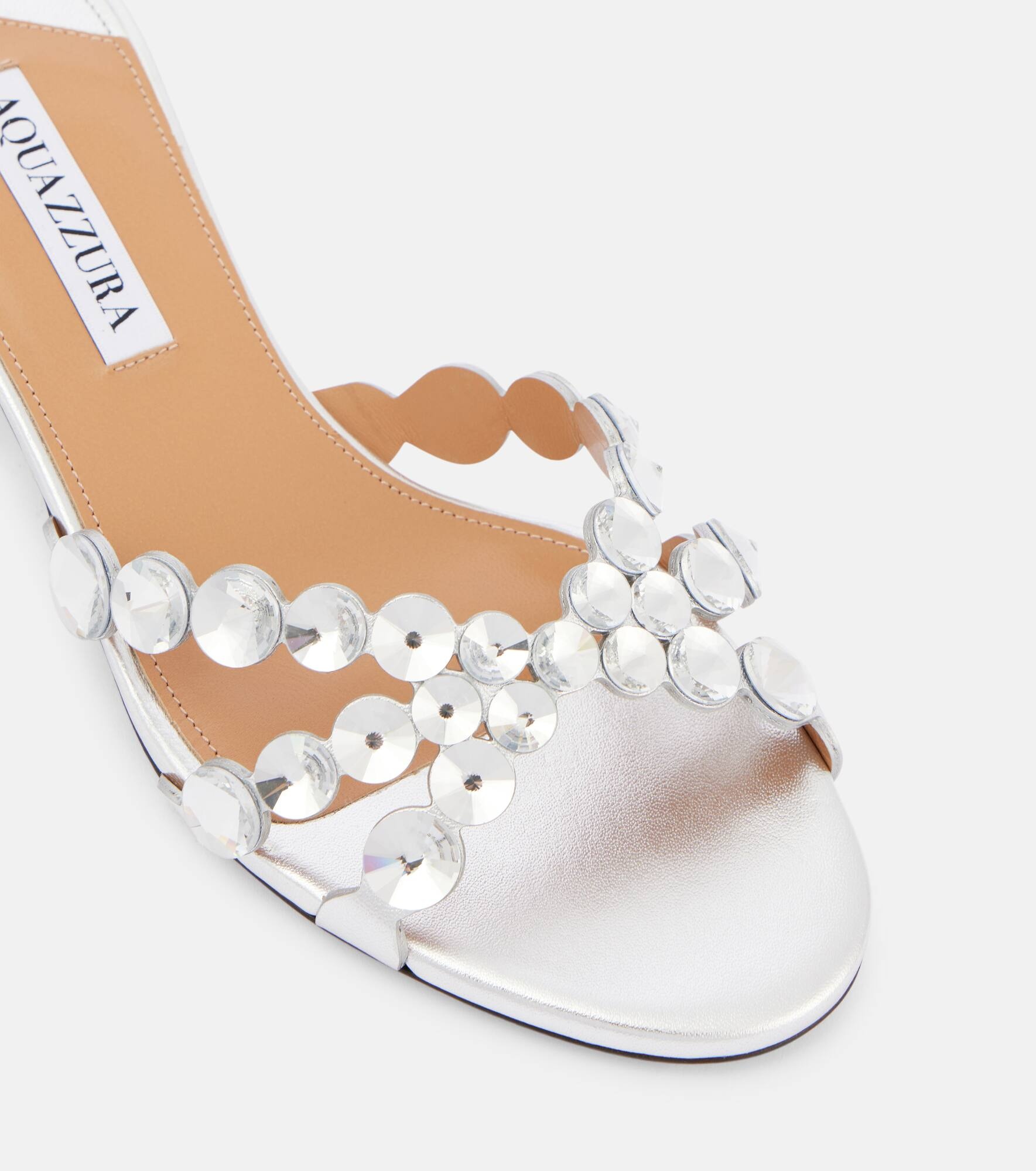 Crystal Mirage embellished leather mules - 6
