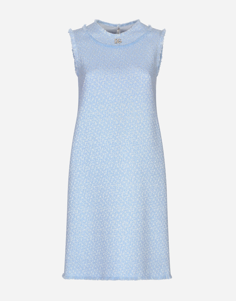 Sleeveless raschel tweed dress with DG logo 1