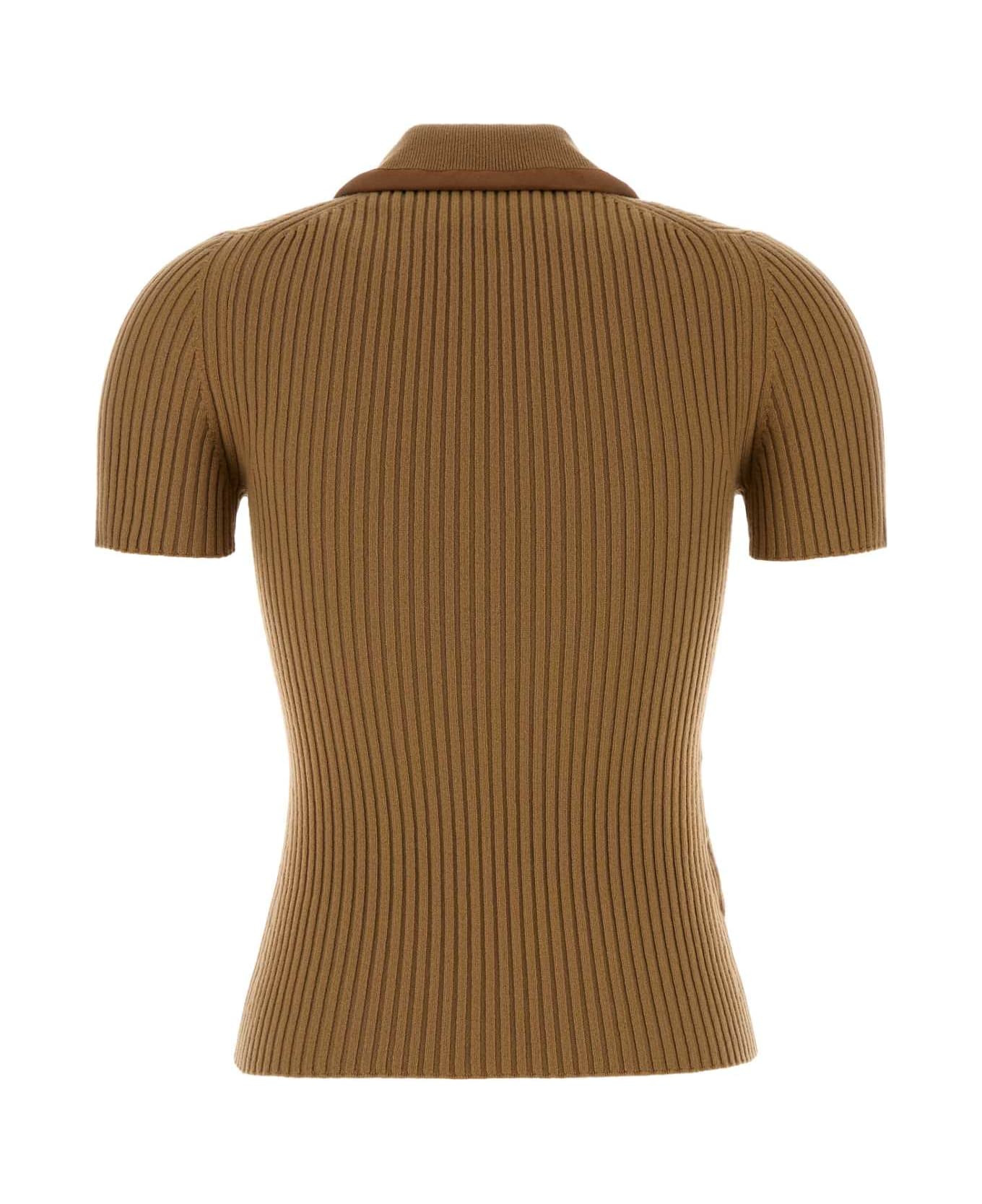 Camel Stretch Cashmere Blend Polo Shirt - 2