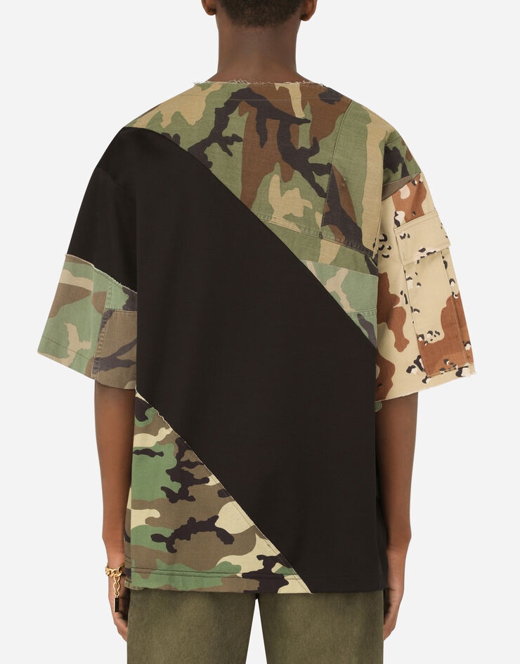 Cotton T-shirt with camouflage patchwork - 2