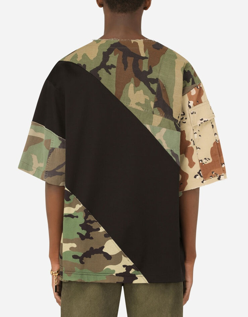 Cotton T-shirt with camouflage patchwork 3