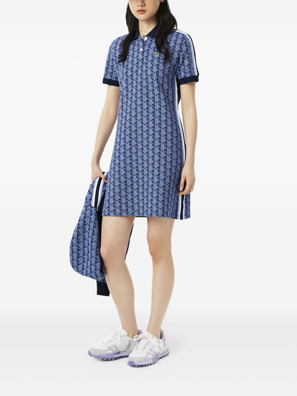 polo-neck patterned mini dress - 1