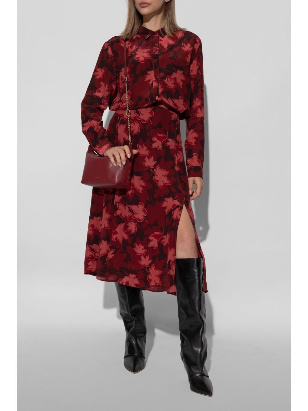 leaf-print midi skirt - 2