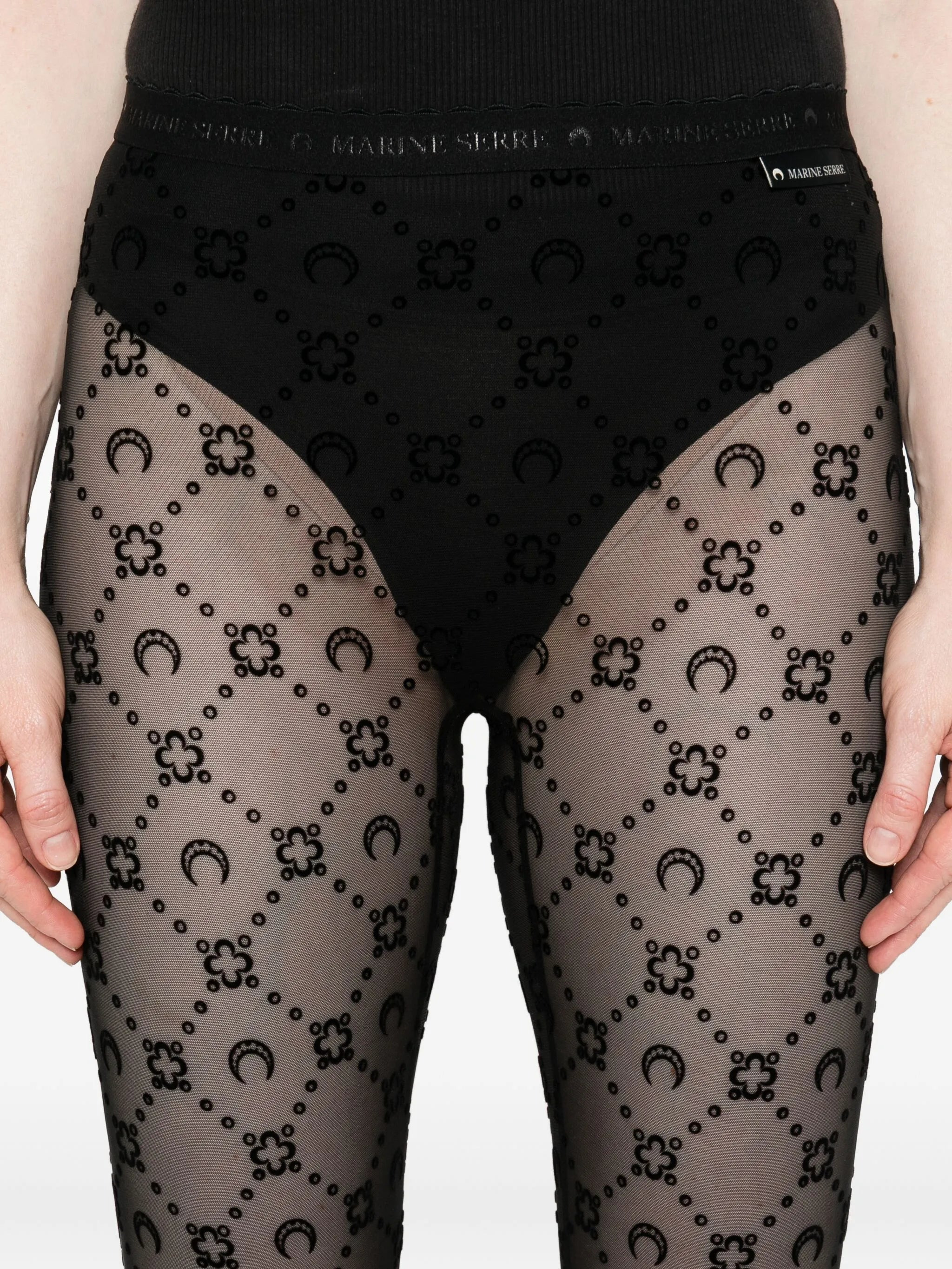 moon-embellished mesh shorts - 5