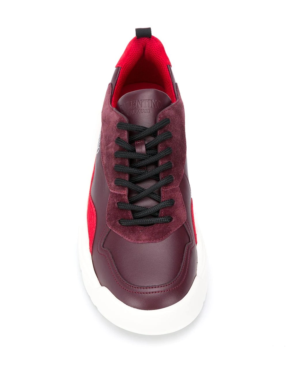 panelled leather sneakers - 4