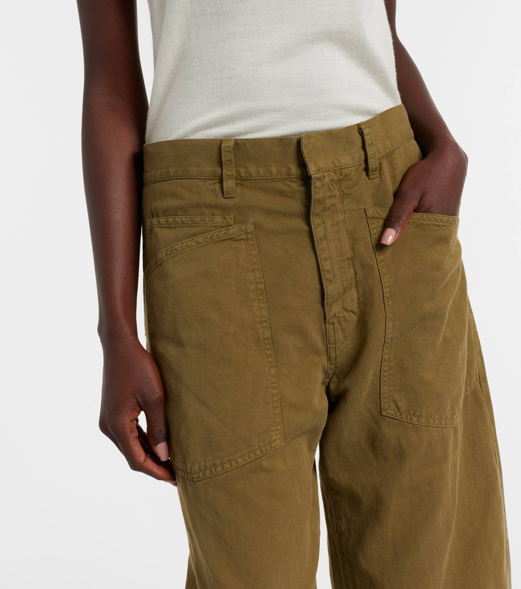 Shon cotton and linen barrel-leg pants - 4
