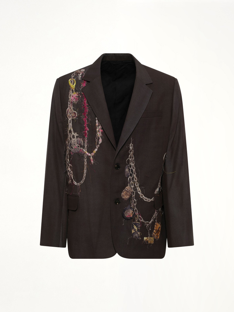 doublet Embroidered Chain Tailored Jacket in Charcoal outlook