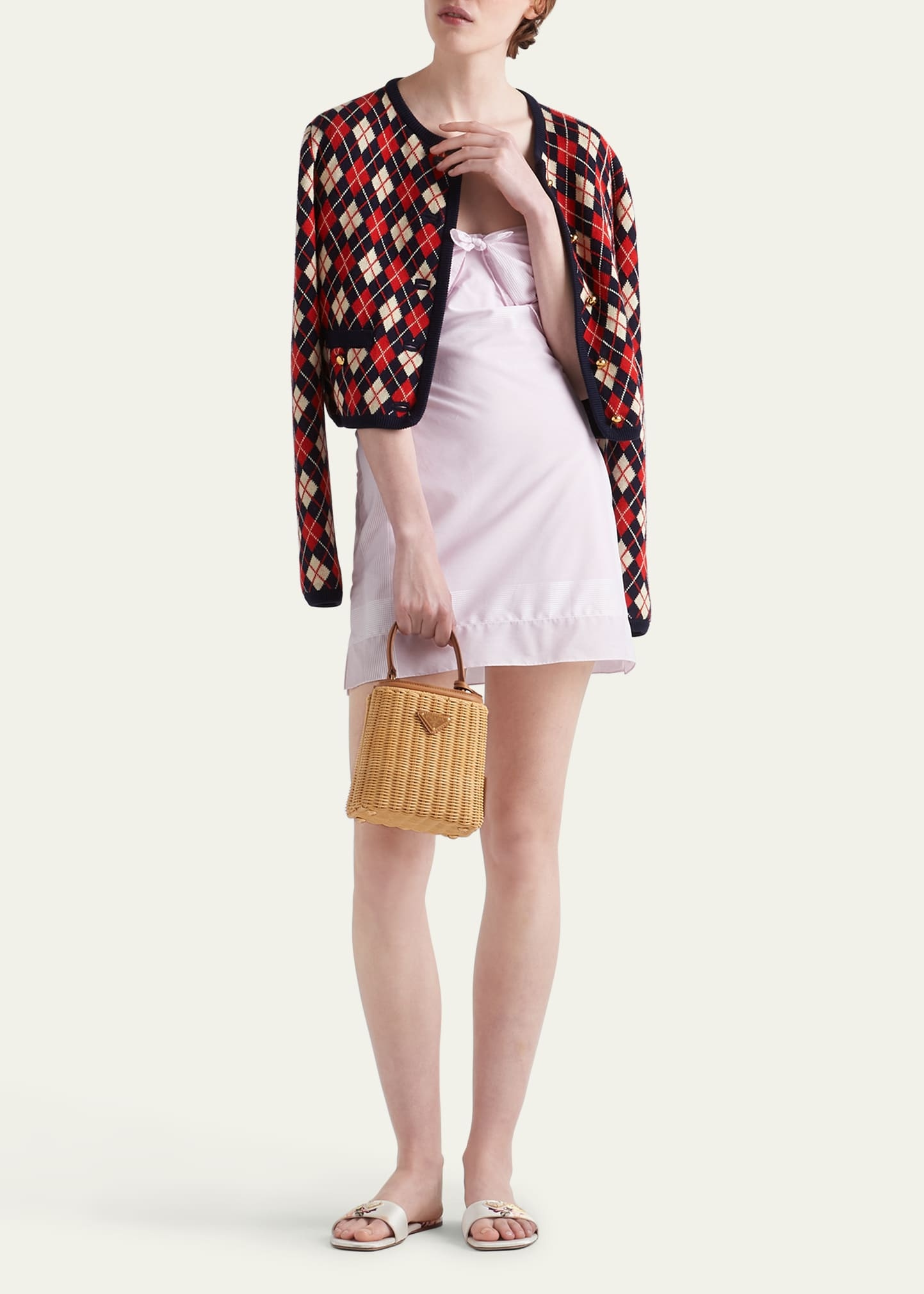 Cotton Jacquard Argyle Knit Sweater - 2