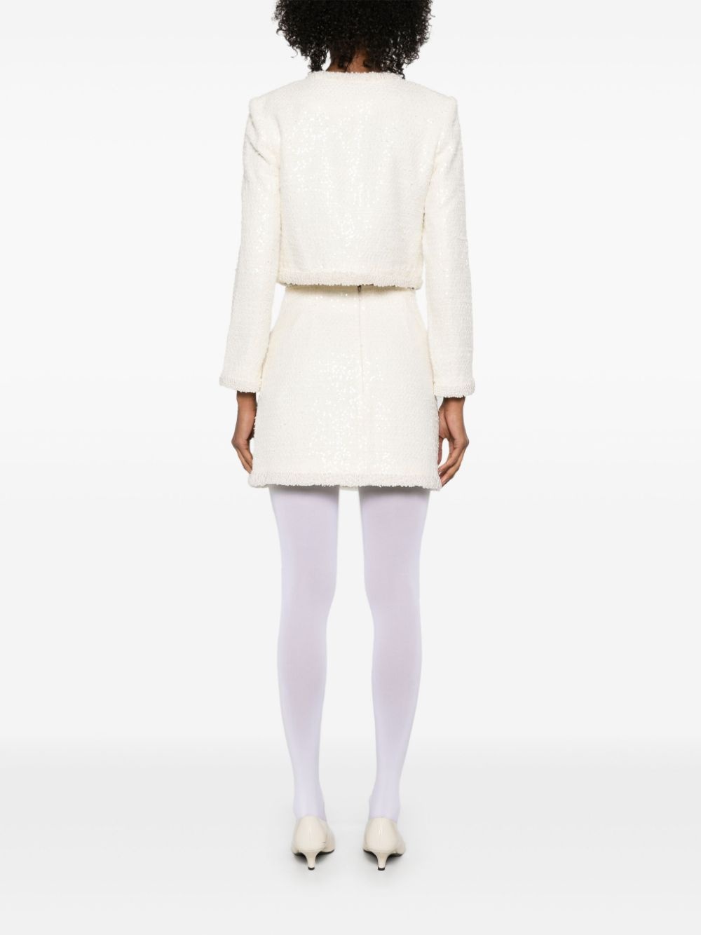 bouclé pearl-trim mini skirt - 4