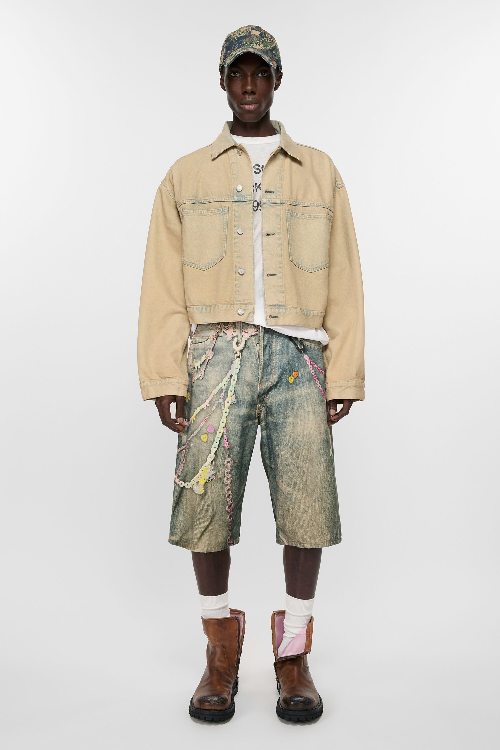 Denim jacket - Oversized cropped fit - Light Sand - 2