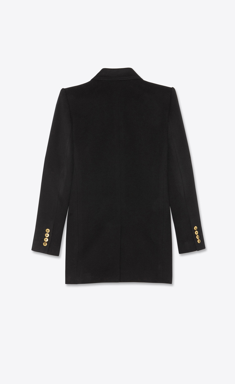 SAINT LAURENT double-breasted long jacket in cashmere flannel outlook