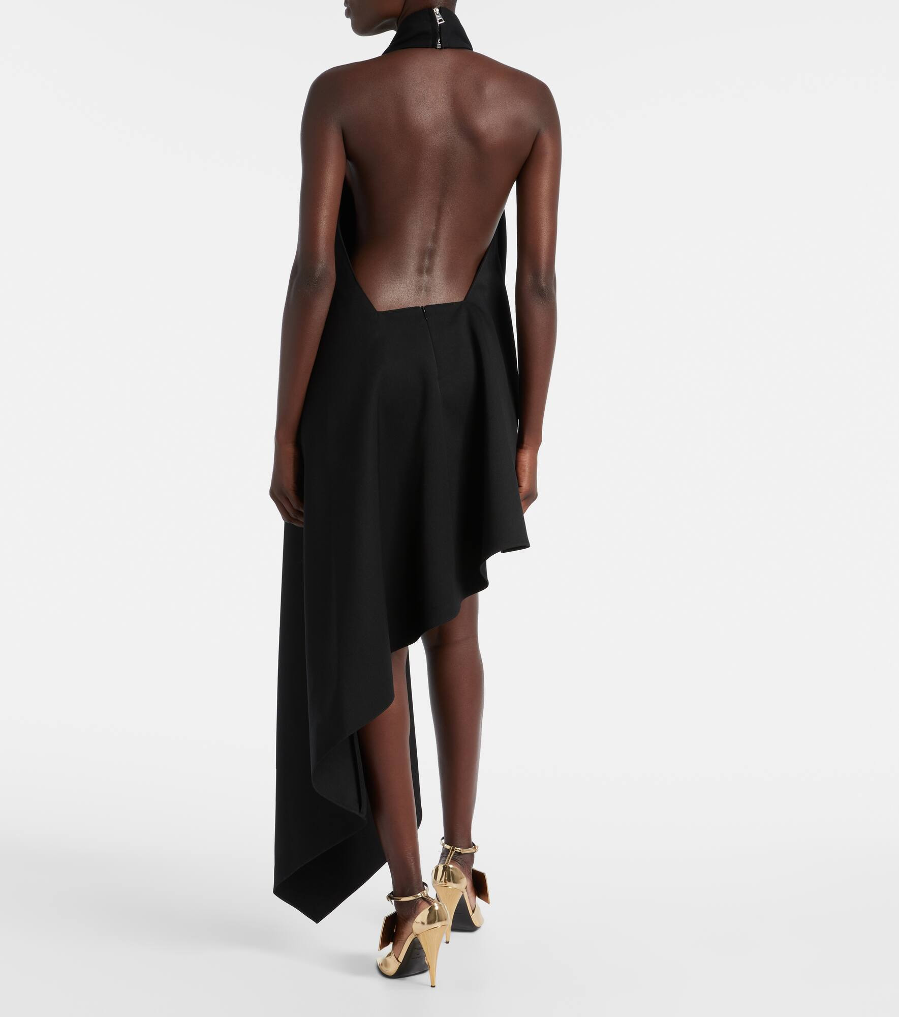 Asymmetric draped wool cocktail dress - 3