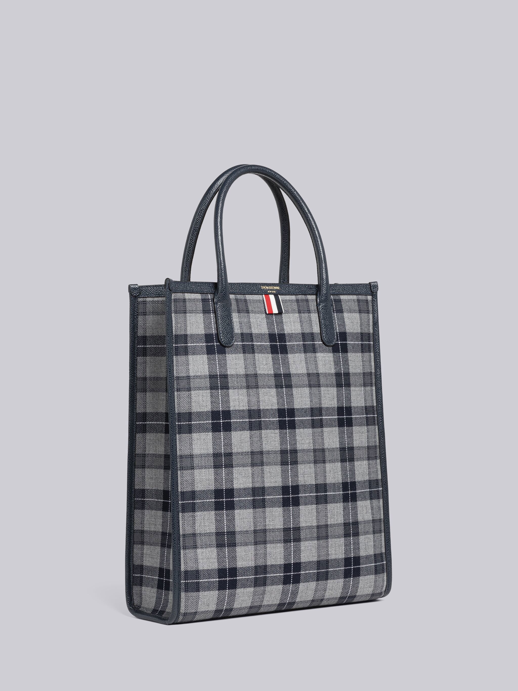 Tartan Wool And Leather Vertical Tote - 3