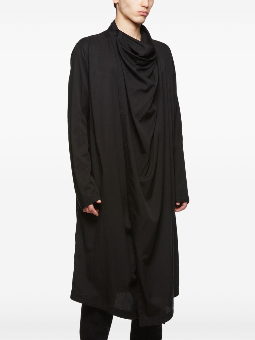 wrap-neck long shirt - 3