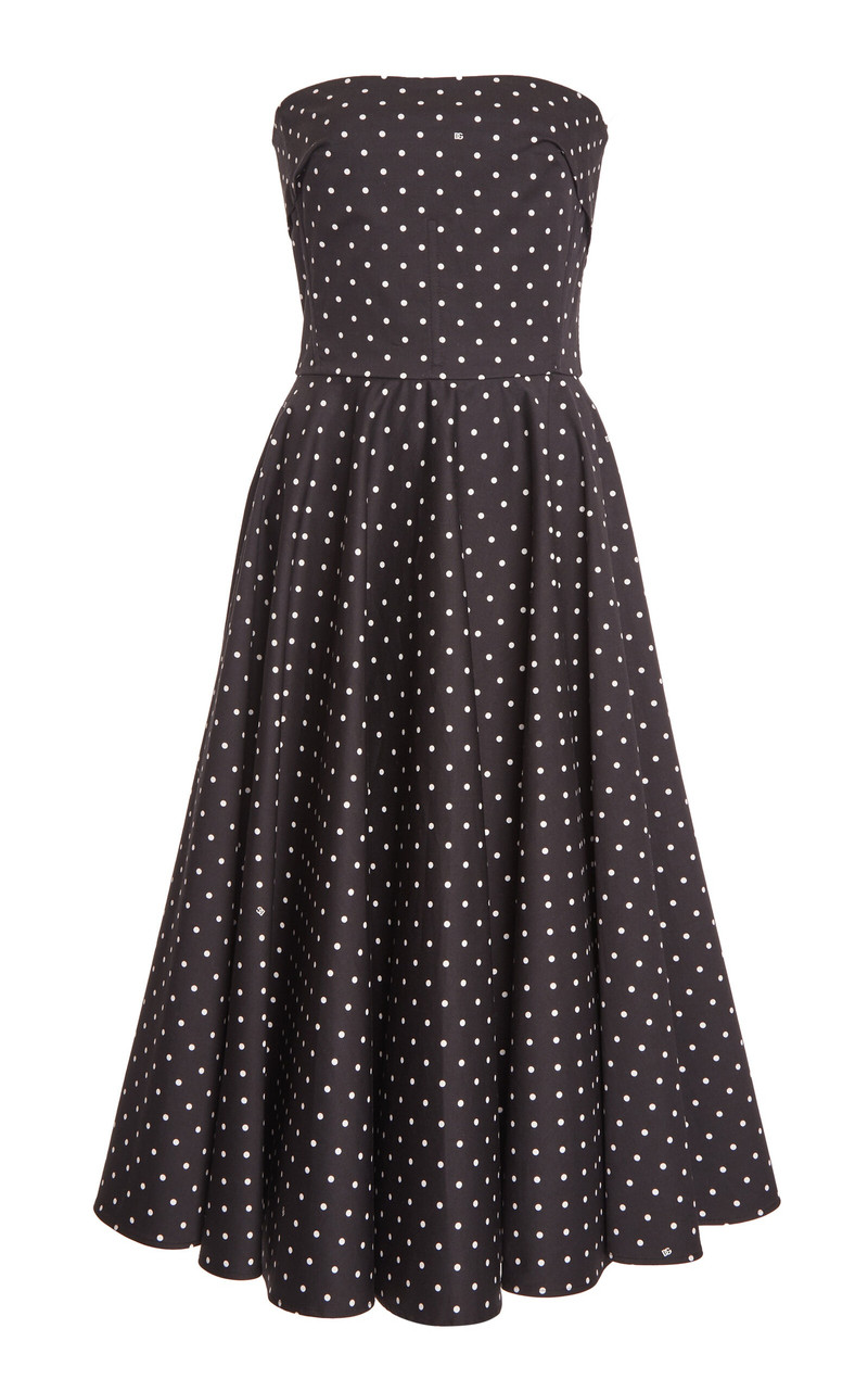 Dolce & Gabbana Polka-Dot Cotton-Drill Midi Dress black - F6JJBTFSFNP |  REVERSIBLE