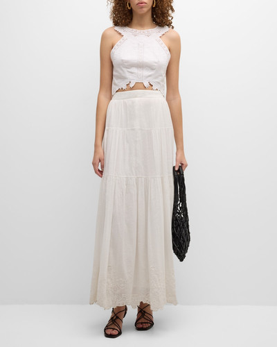 Vanessa Bruno Antoinette Tiered Eyelet-Embroidered Maxi Skirt outlook