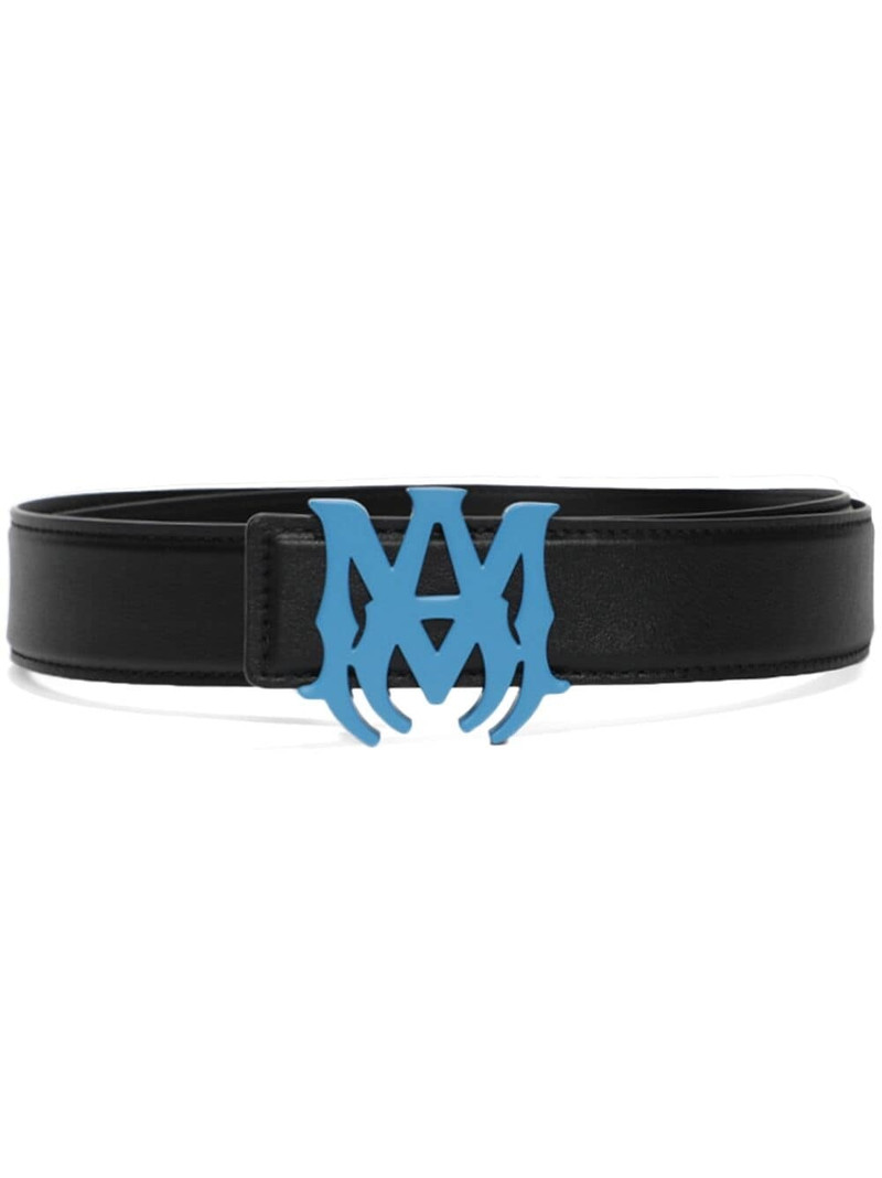 logo-buckle leather belt 1