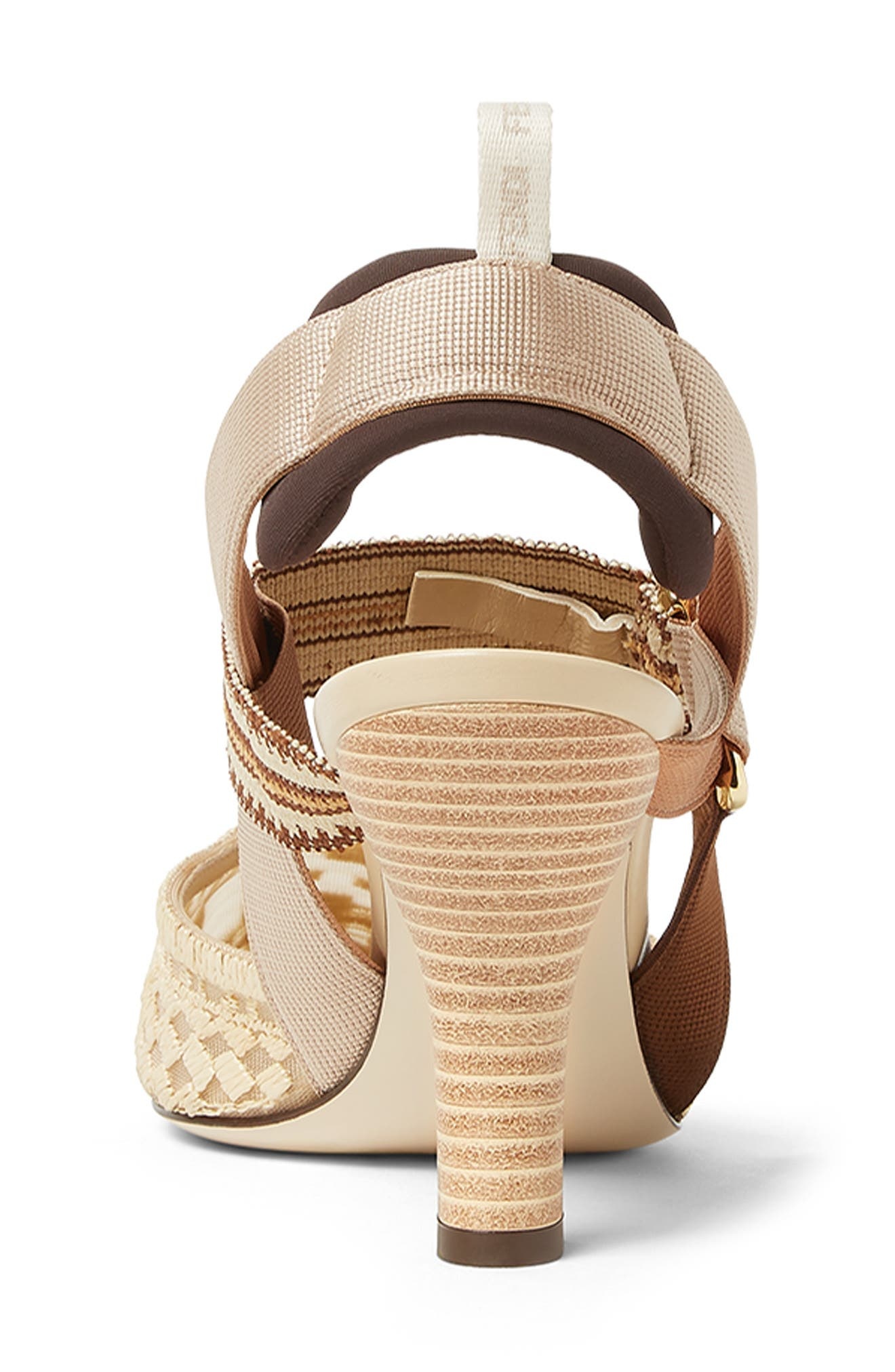 Fendi Colibri Pointed Toe Slingback Pump in Beige Rafia at Nordstrom - 4
