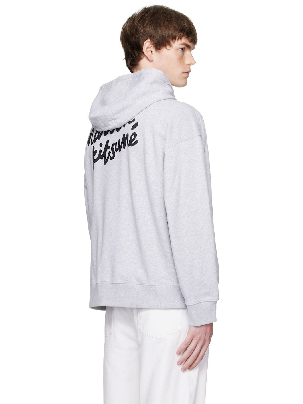 Gray 'Maison Kitsuné' Handwriting Oversize Hoodie - 3