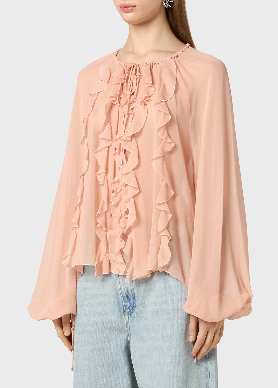 GEORGETTE BLOUSE WITH RUFFLES - 5