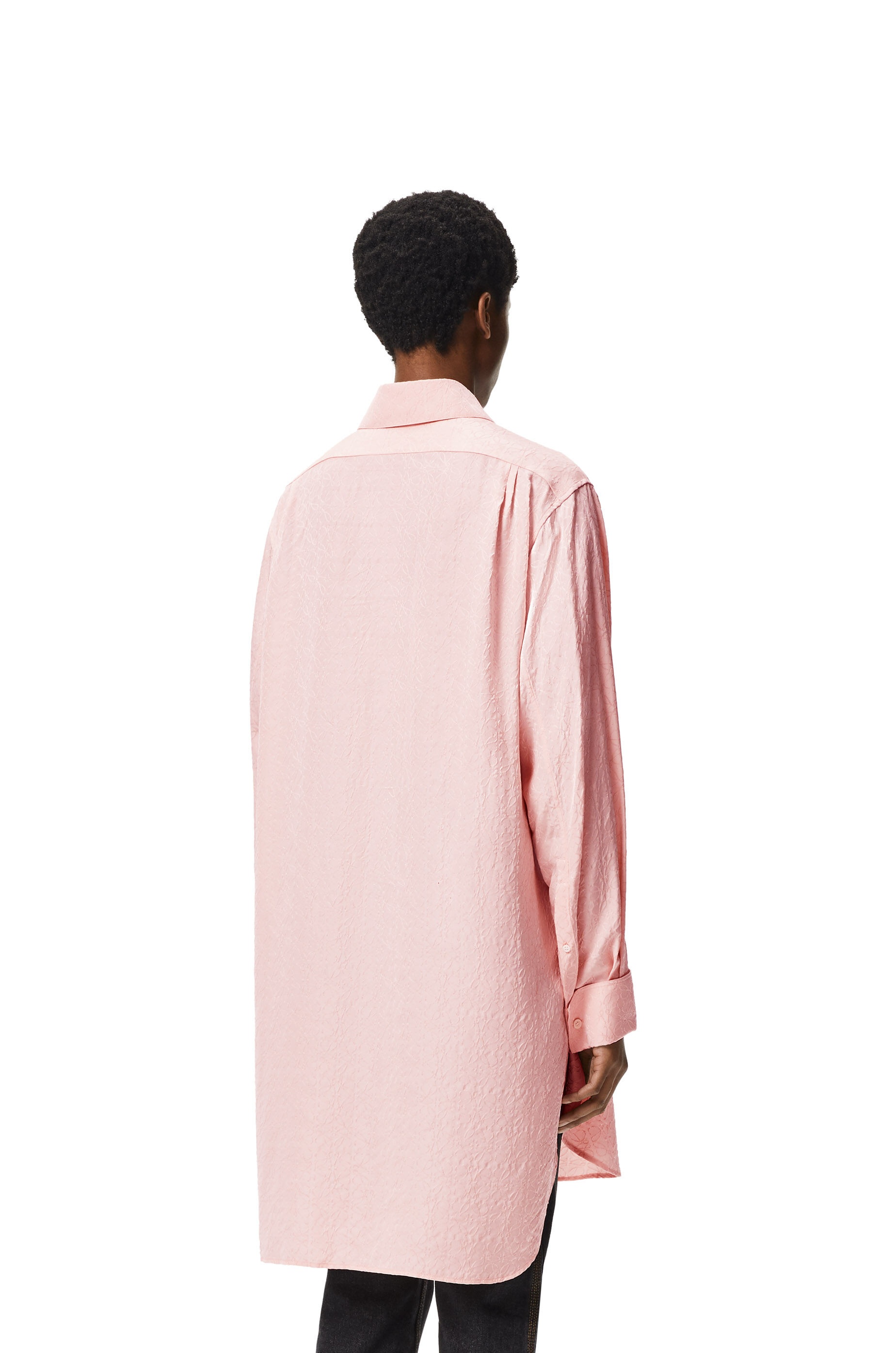 Anagram jacquard  long shirt in silk - 4