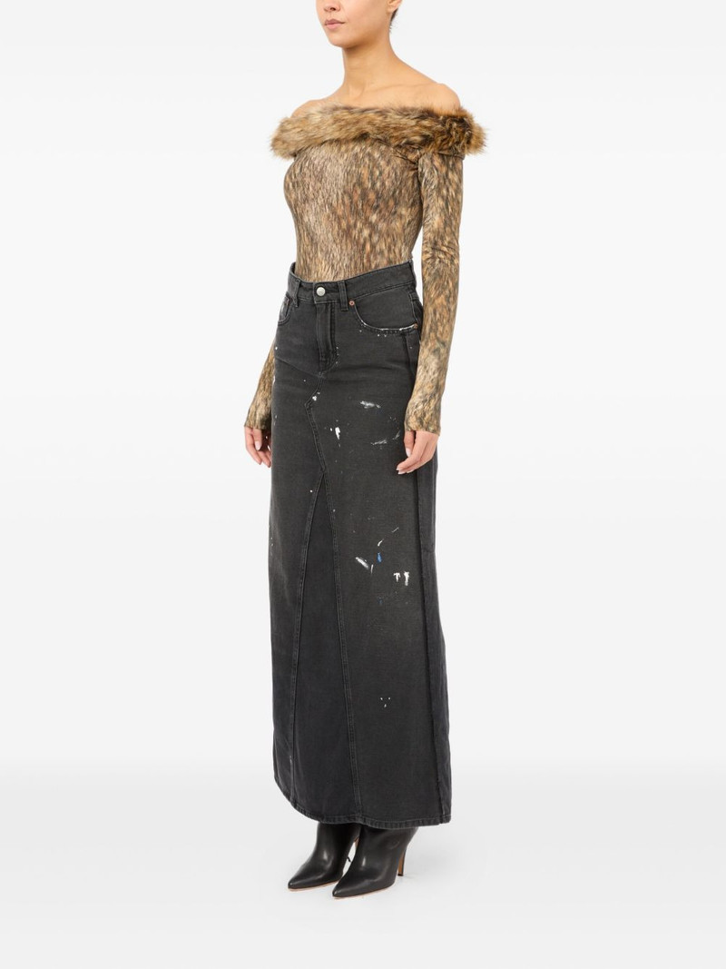 paint-splatter denim skirt 6