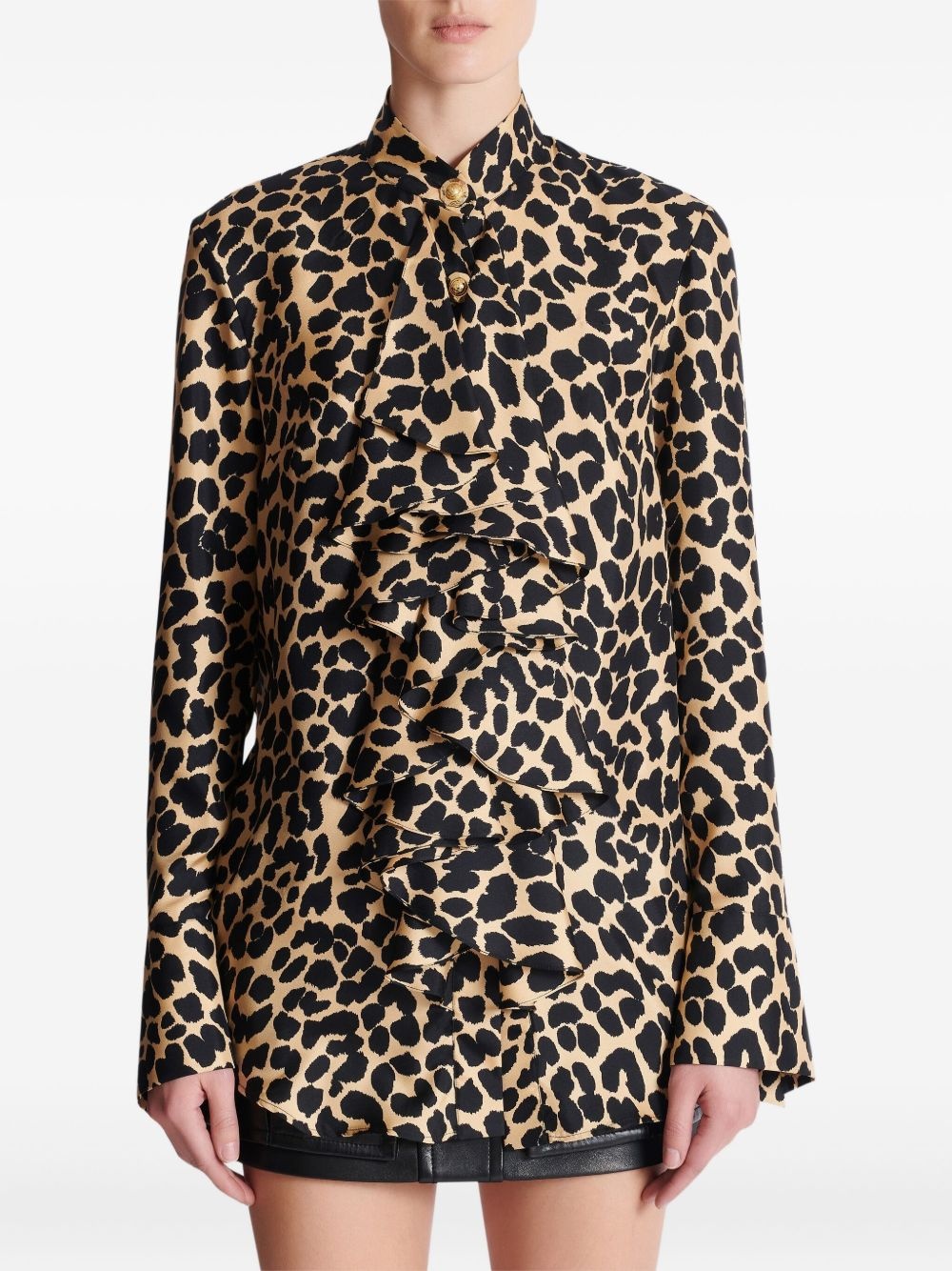 ruffled leopard-print shirt - 5