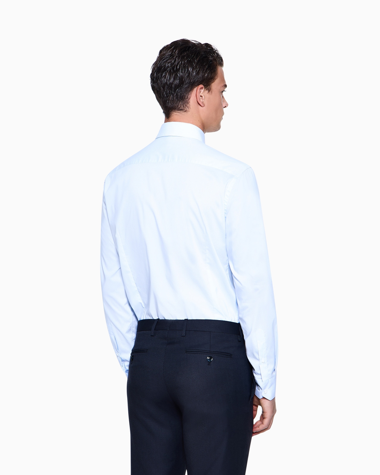 SLIM-FIT SHIRT IN STRIPED STRETCH COTTON-BLEND JERSEY - 3