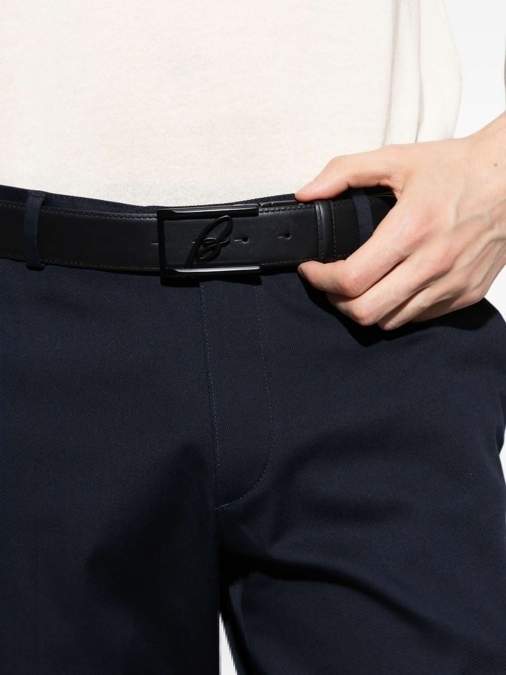 leather embossed belt - 4