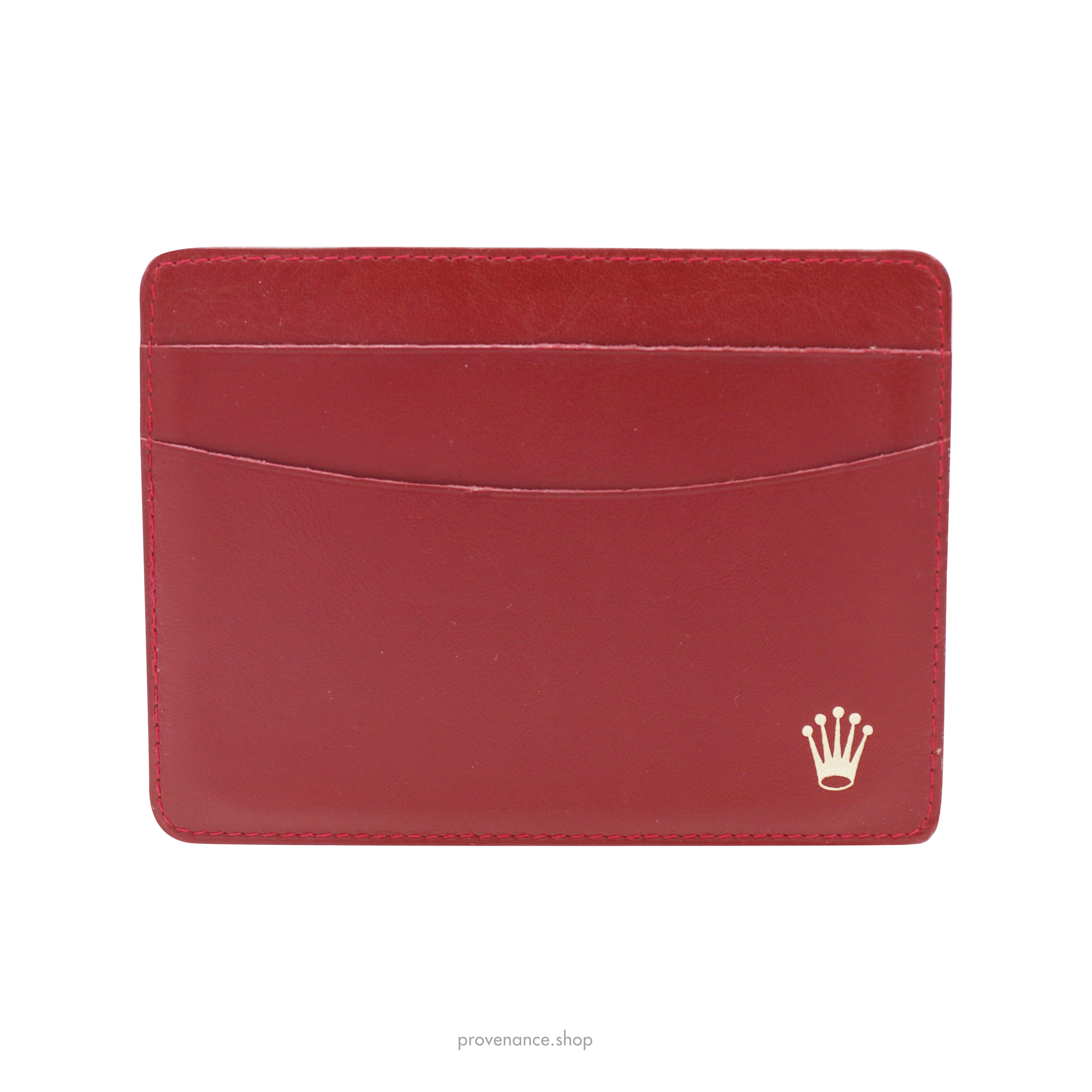 Rolex Card Holder Wallet - Red Leather - 2